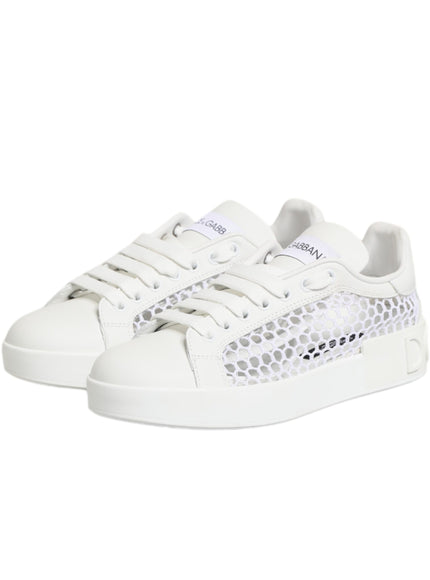 Dolce & Gabbana White Mesh Inserts Low Top Sneakers