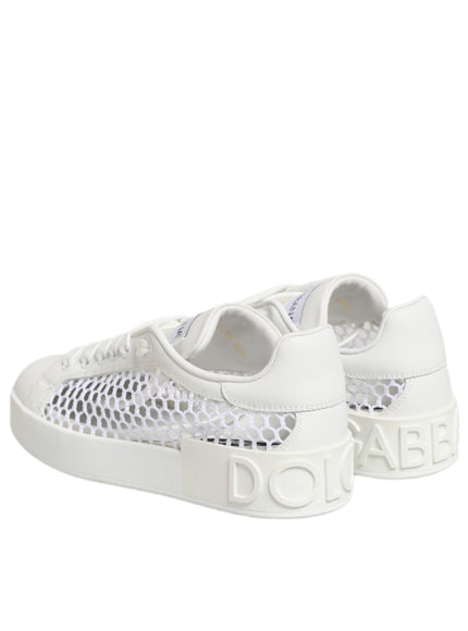 Dolce & Gabbana White Mesh Inserts Low Top Sneakers