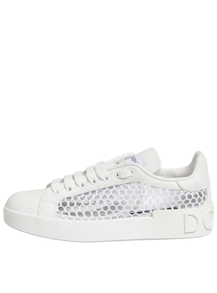 Dolce & Gabbana White Mesh Inserts Low Top Sneakers