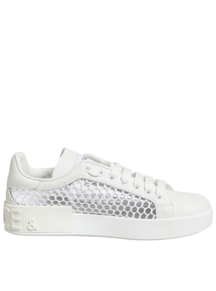 Dolce & Gabbana White Mesh Inserts Low Top Sneakers