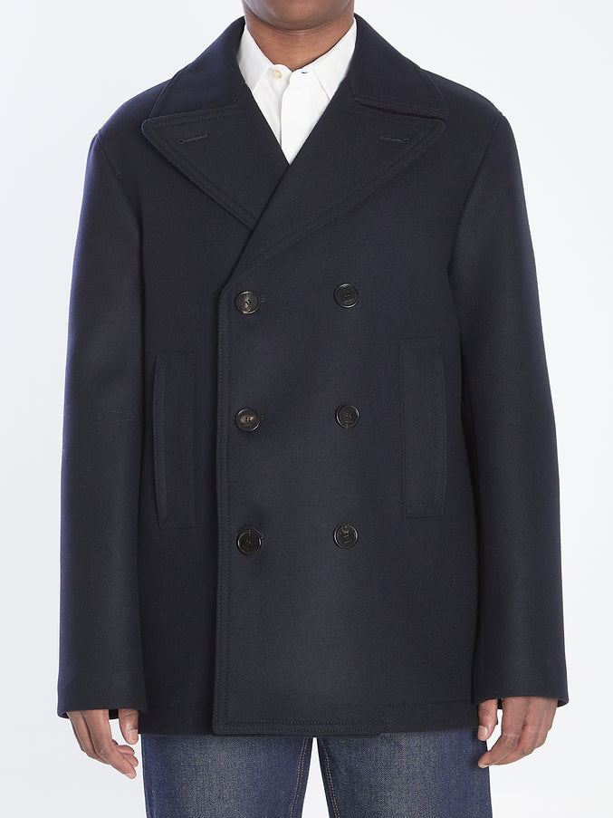 Gucci Peacoat In Wool Blue