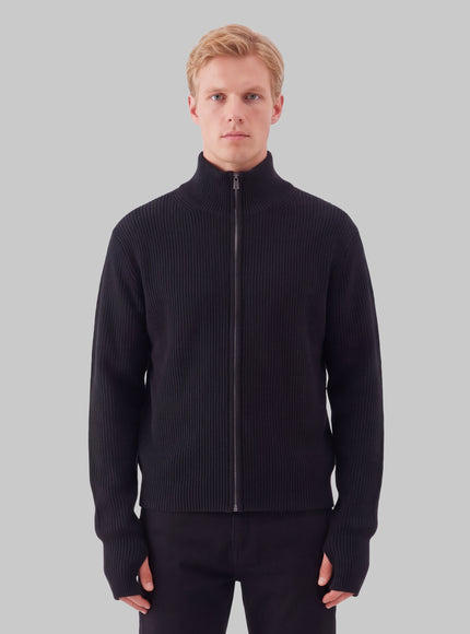 Lemaire Zip Cardigan In Virgin Wool Grey