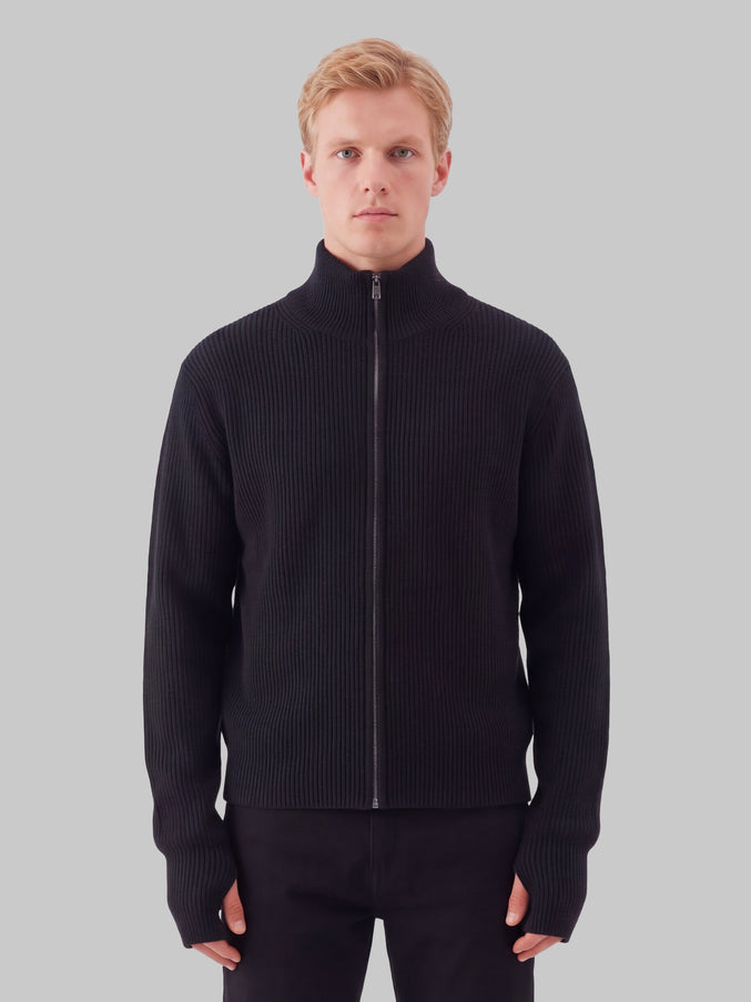 Lemaire Zip Cardigan In Virgin Wool Grey