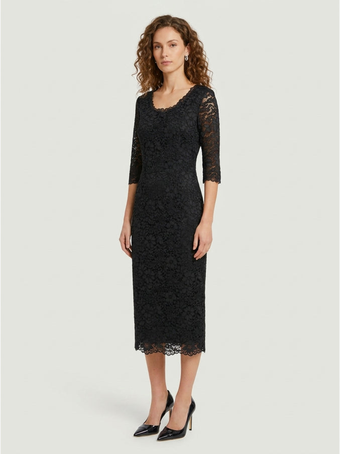 Sutton New York Black Lace Midi Sheath Dress