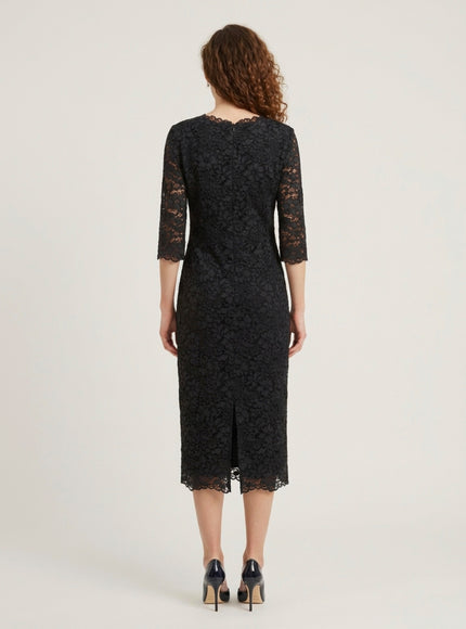 Sutton New York Black Lace Midi Sheath Dress