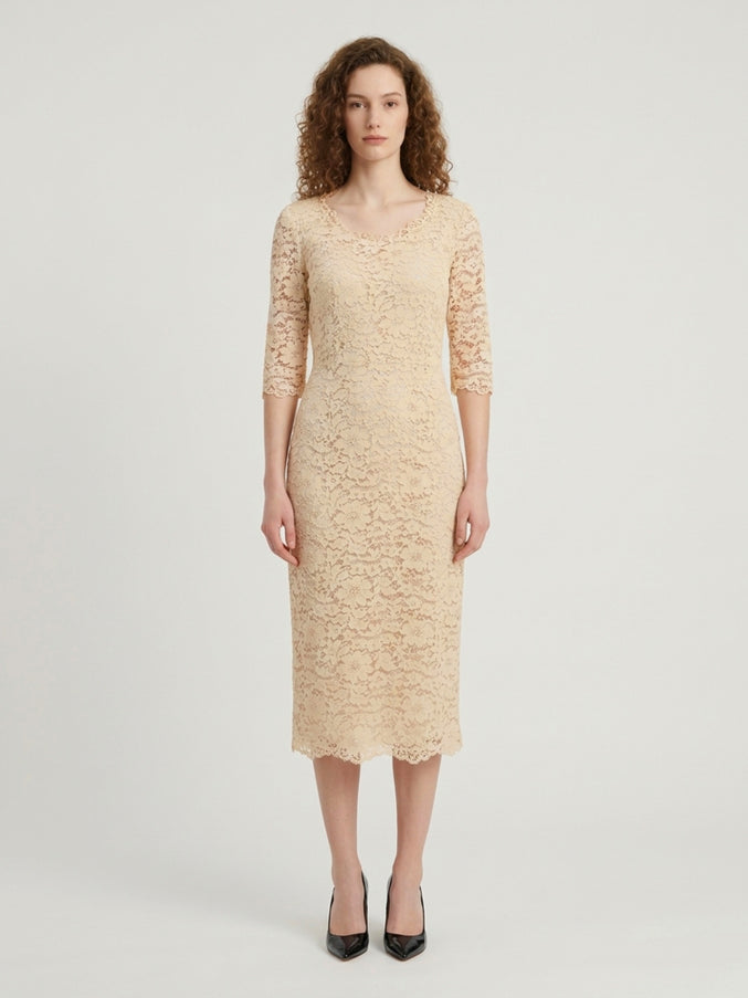 Sutton New York White Lace Midi Sheath Dress White