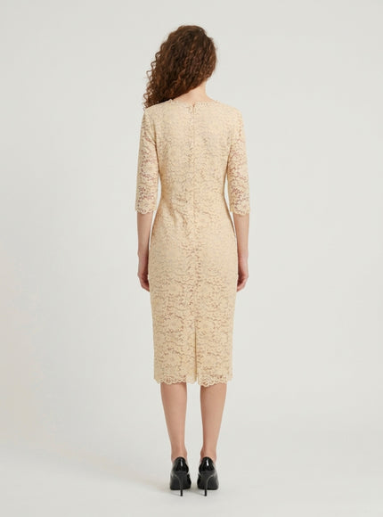 Sutton New York White Lace Midi Sheath Dress