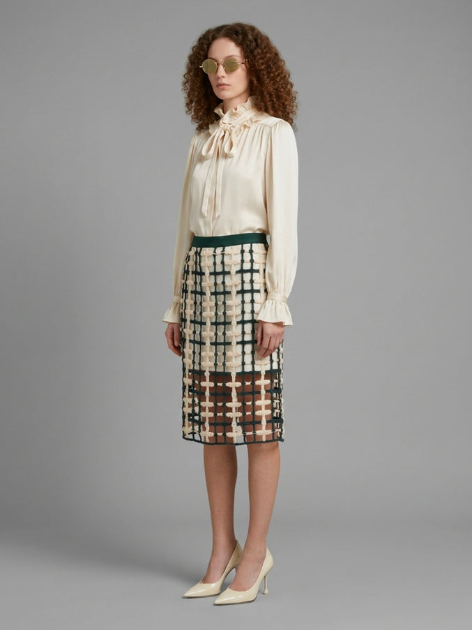 Sutton New York Green Mesh Midi Skirt