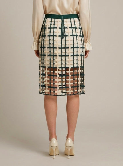 Sutton New York Green Mesh Midi Skirt