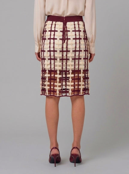 Sutton New York Burgundy Mesh Midi Skirt