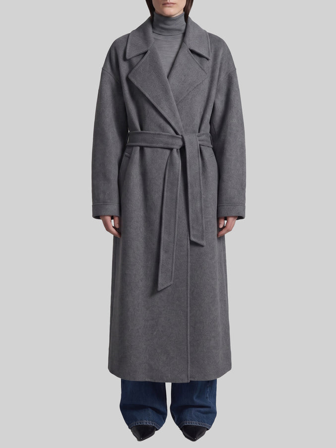 The Frankie Shop Grey Issen Wool Trench Coat Grey