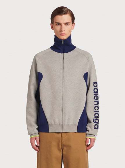 Balenciaga Zip-up Knit Cardigan Grey