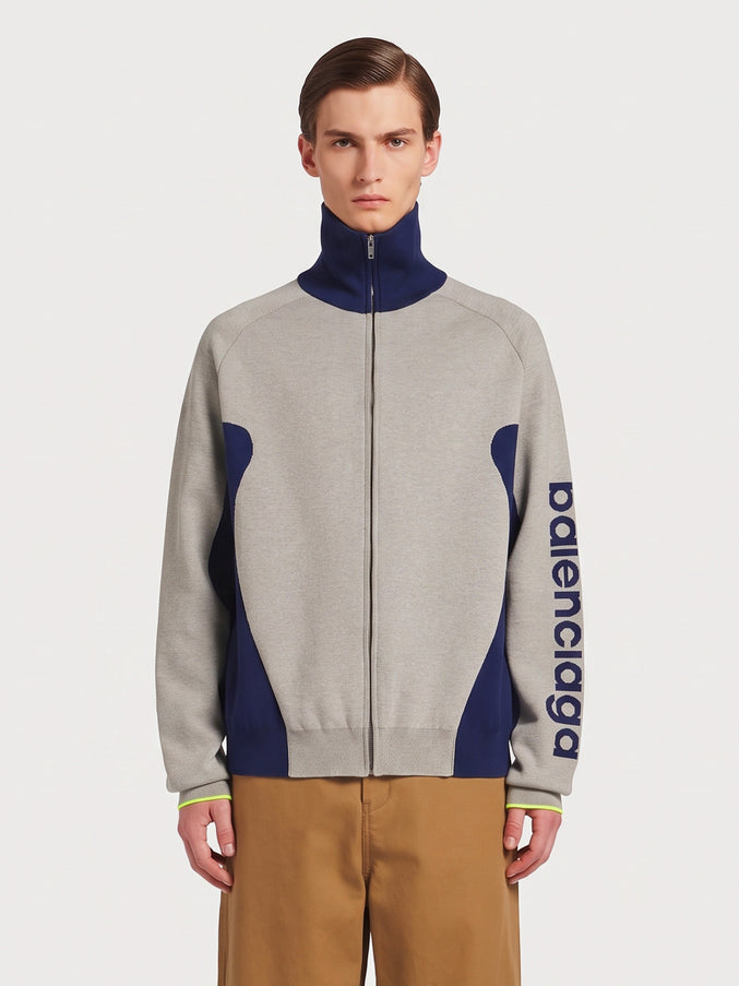 Balenciaga Zip-up Knit Cardigan Grey
