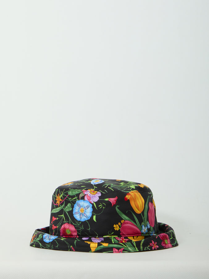 Gucci Printed Silk Twill Cloche Hat Black
