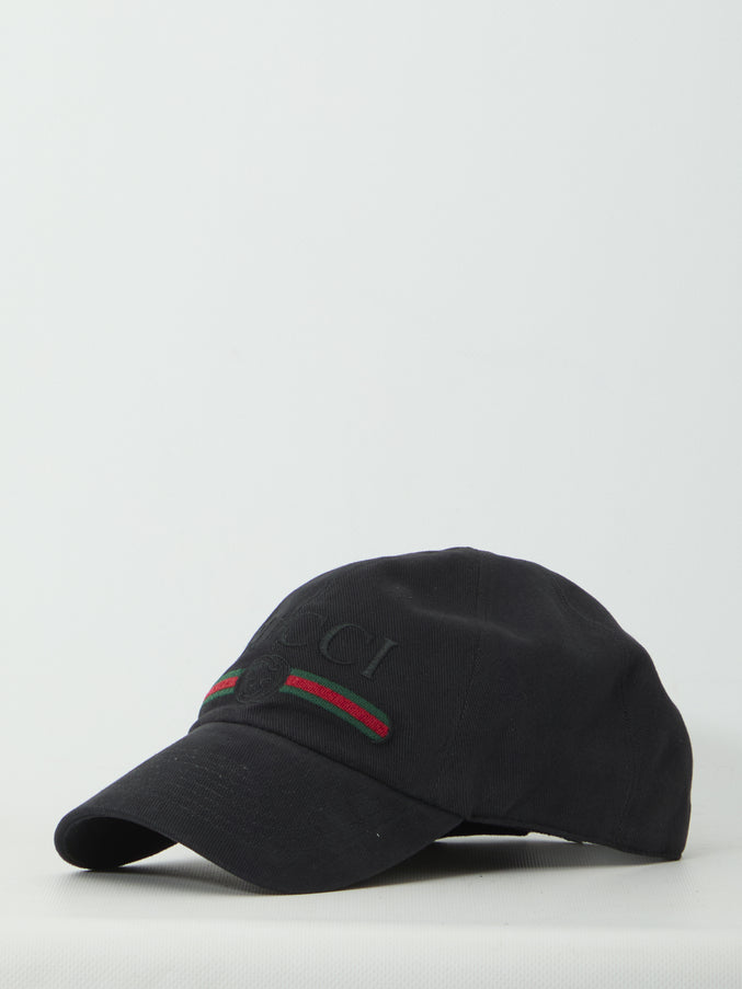 Gucci Cotton Baseball Hat With Embroidery Black