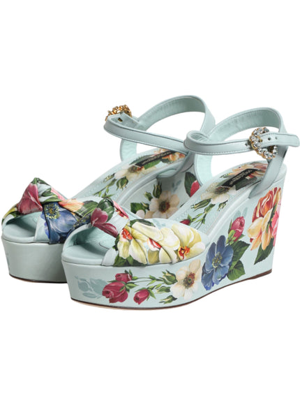 Dolce & Gabbana Wedge Sandals in Green Floral