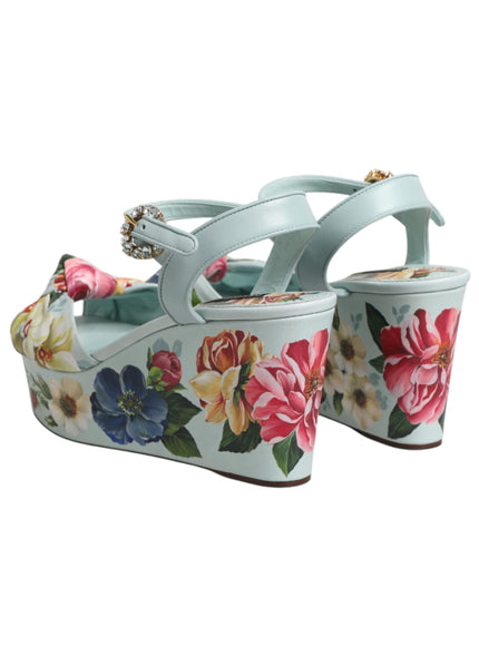 Dolce & Gabbana Wedge Sandals in Green Floral