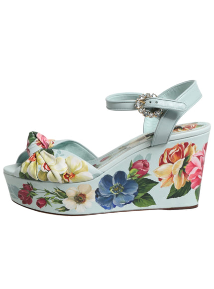 Dolce & Gabbana Wedge Sandals in Green Floral