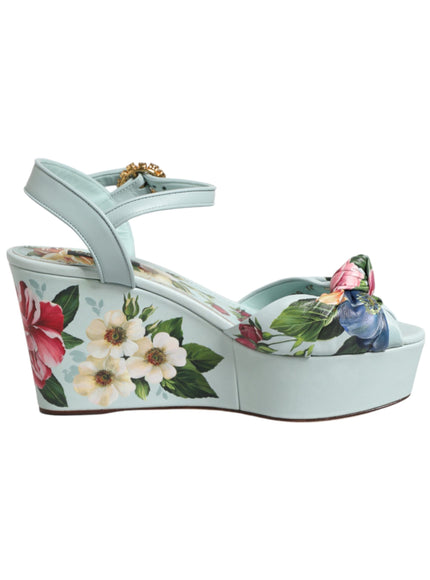 Dolce & Gabbana Wedge Sandals in Green Floral