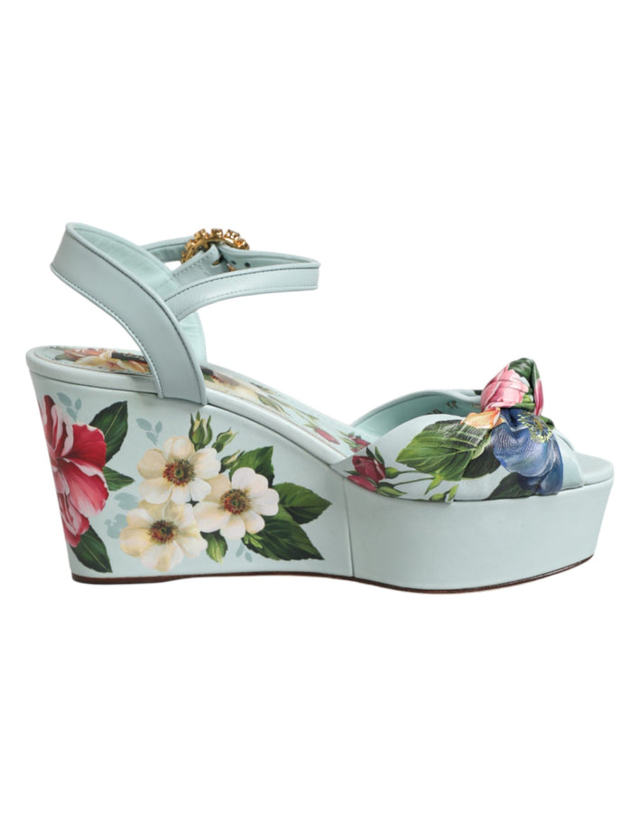 Dolce & Gabbana Wedge Sandals in Green Floral