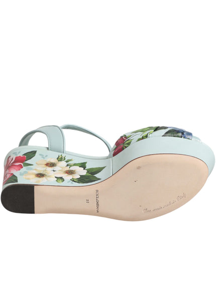 Dolce & Gabbana Wedge Sandals in Green Floral