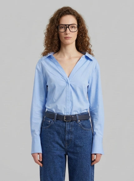 The Frankie Shop Mela Light Blue Fitted Shirt Light Blue