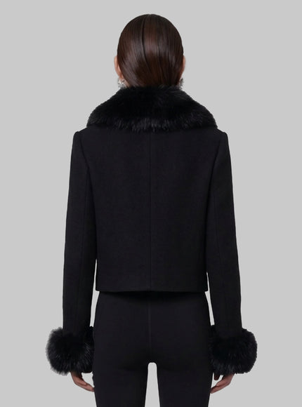 Self Portrait Short Coat With Faux Fur Inserts