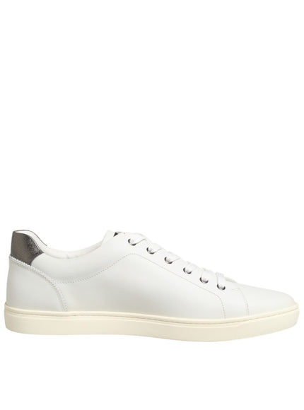 Dolce & Gabbana White Leather Heart Embellished Sneakers