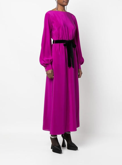 Gucci Purple Silk Belted Maxi Dress