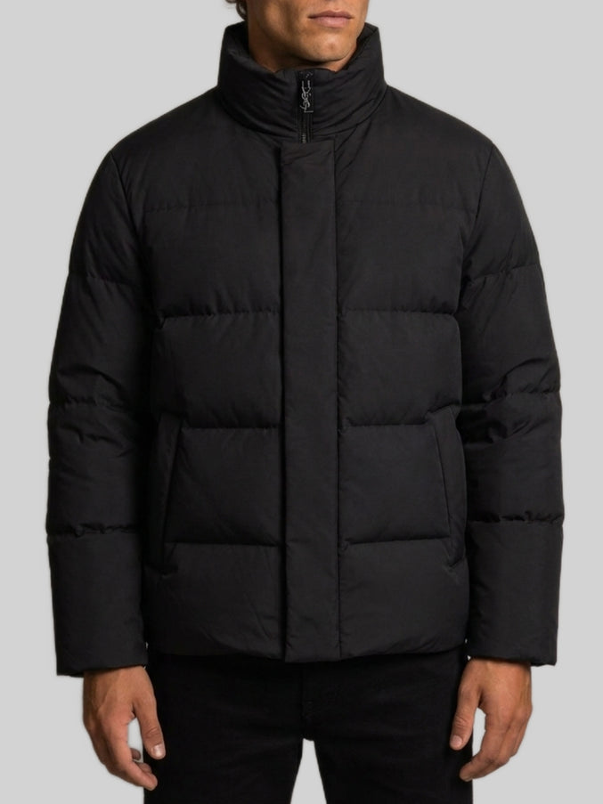 Saint Laurent Black Cassandre Puffer Jacket