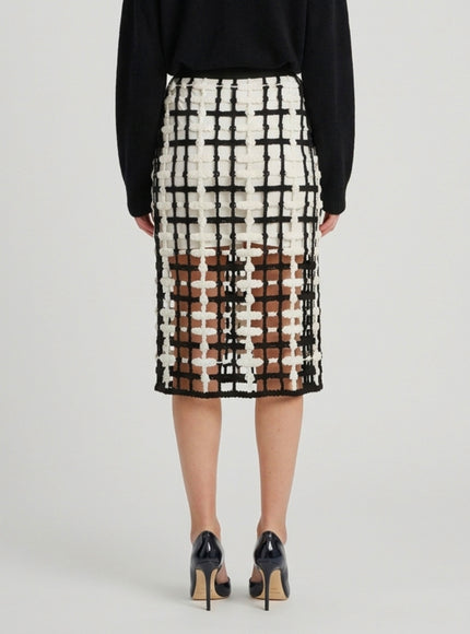 Sutton New York Black Mesh Midi Skirt