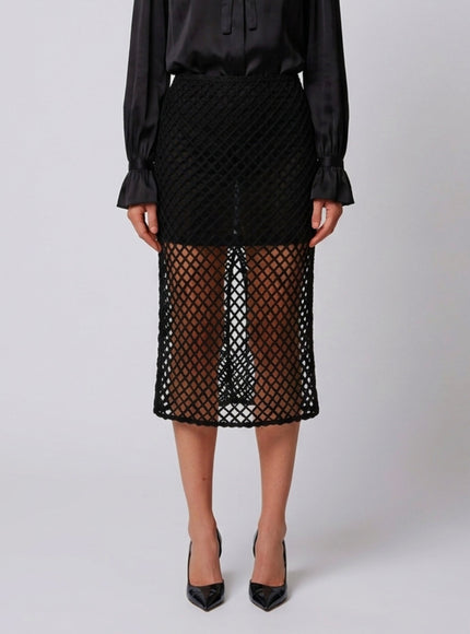 Sutton New York Pencil Skirt In Mesh Black