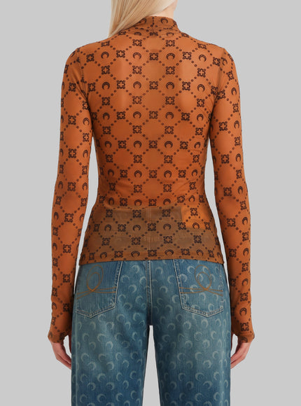 Marine Serre Monogram Mesh Flock Second Skin Top