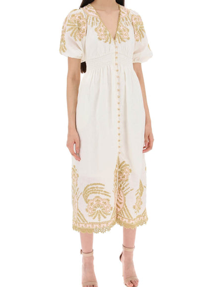 Zimmermann "waverly embroidered linen dress"