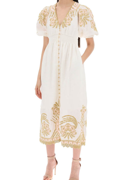 Zimmermann "waverly embroidered linen dress"