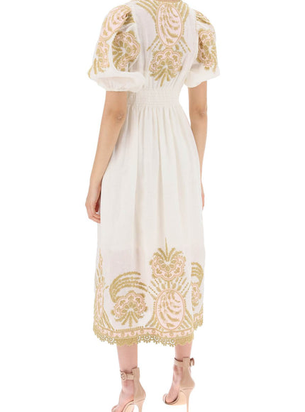 Zimmermann "waverly embroidered linen dress"