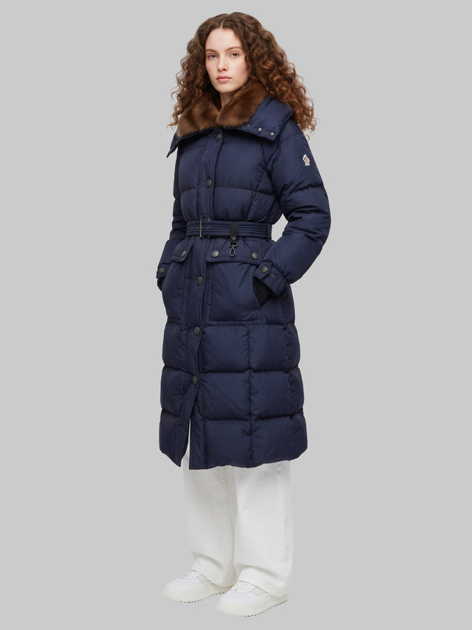 Moncler Grenoble Gelissette Long Down Jacket With Shearling