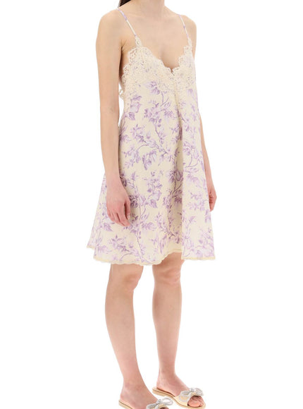 Zimmermann "mini linen dress with lace trim"