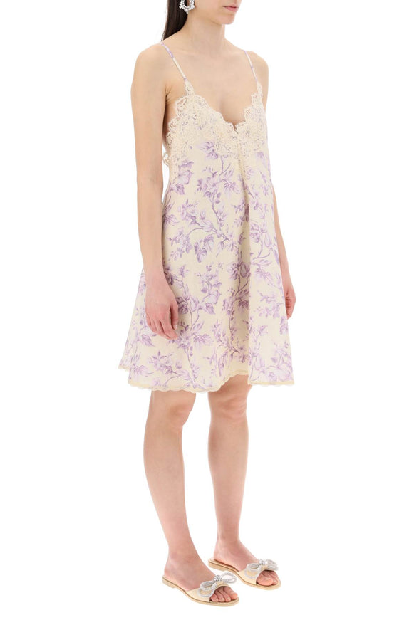 Zimmermann "mini linen dress with lace trim"