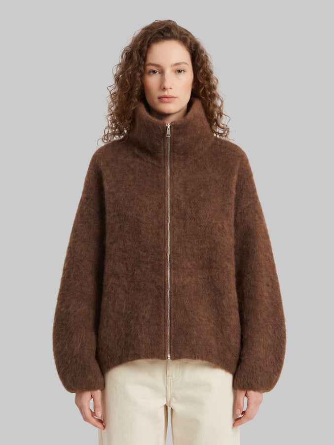 The Frankie Shop Lupa Zip Cardigan In Brown Brown