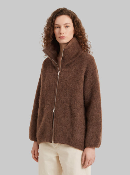 The Frankie Shop Lupa Zip Cardigan In Brown