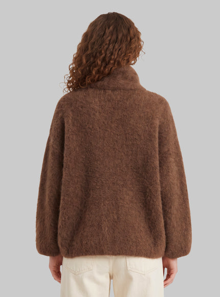 The Frankie Shop Lupa Zip Cardigan In Brown