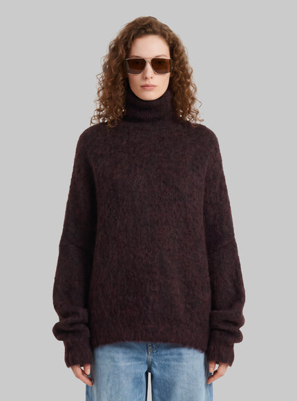 The Frankie Shop Iria Fuzzy-effect Turtleneck Sweater In Brown Brown