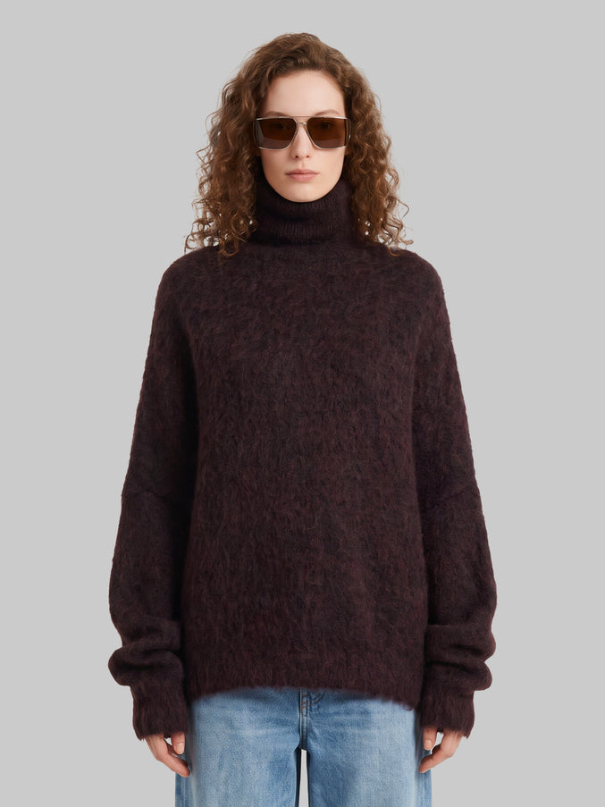 The Frankie Shop Iria Fuzzy-effect Turtleneck Sweater In Brown Brown