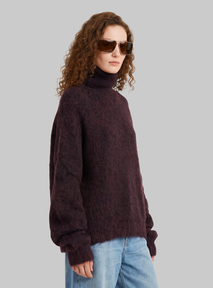 The Frankie Shop Iria Fuzzy-effect Turtleneck Sweater In Brown