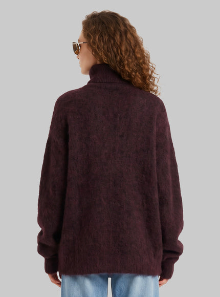 The Frankie Shop Iria Fuzzy-effect Turtleneck Sweater In Brown
