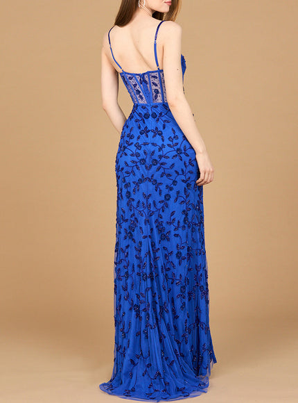 Lara Beaded Corset Gown with Slit