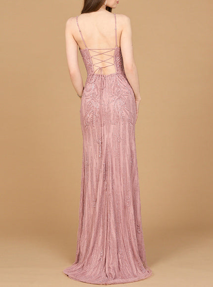 Lara Beaded Lace-up Dress with Slit