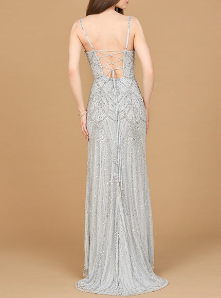 Lara Beaded Lace-up Dress with Slit