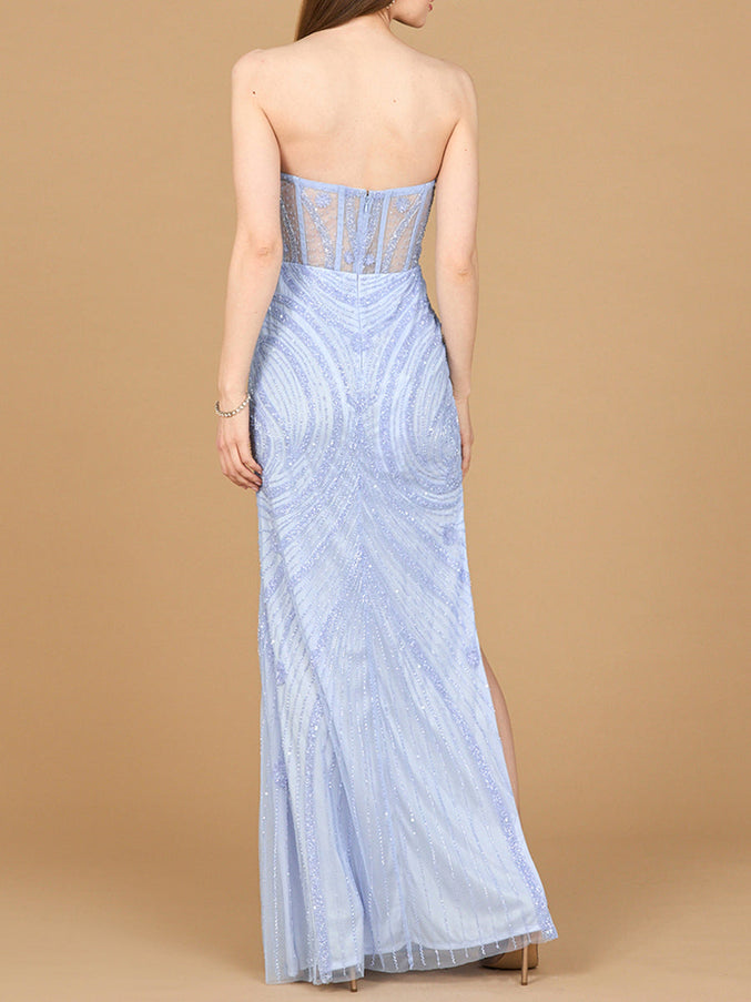 Lara Beaded Corset Dress with Slit